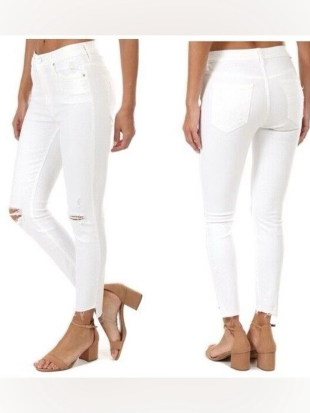 MOTHER Little Miss Innocent Stunner Raw Step Hem Fray Distressed Skinny Jeans